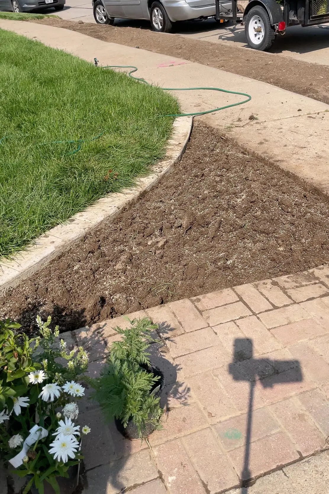 An empty flower bed ready to add plants. 